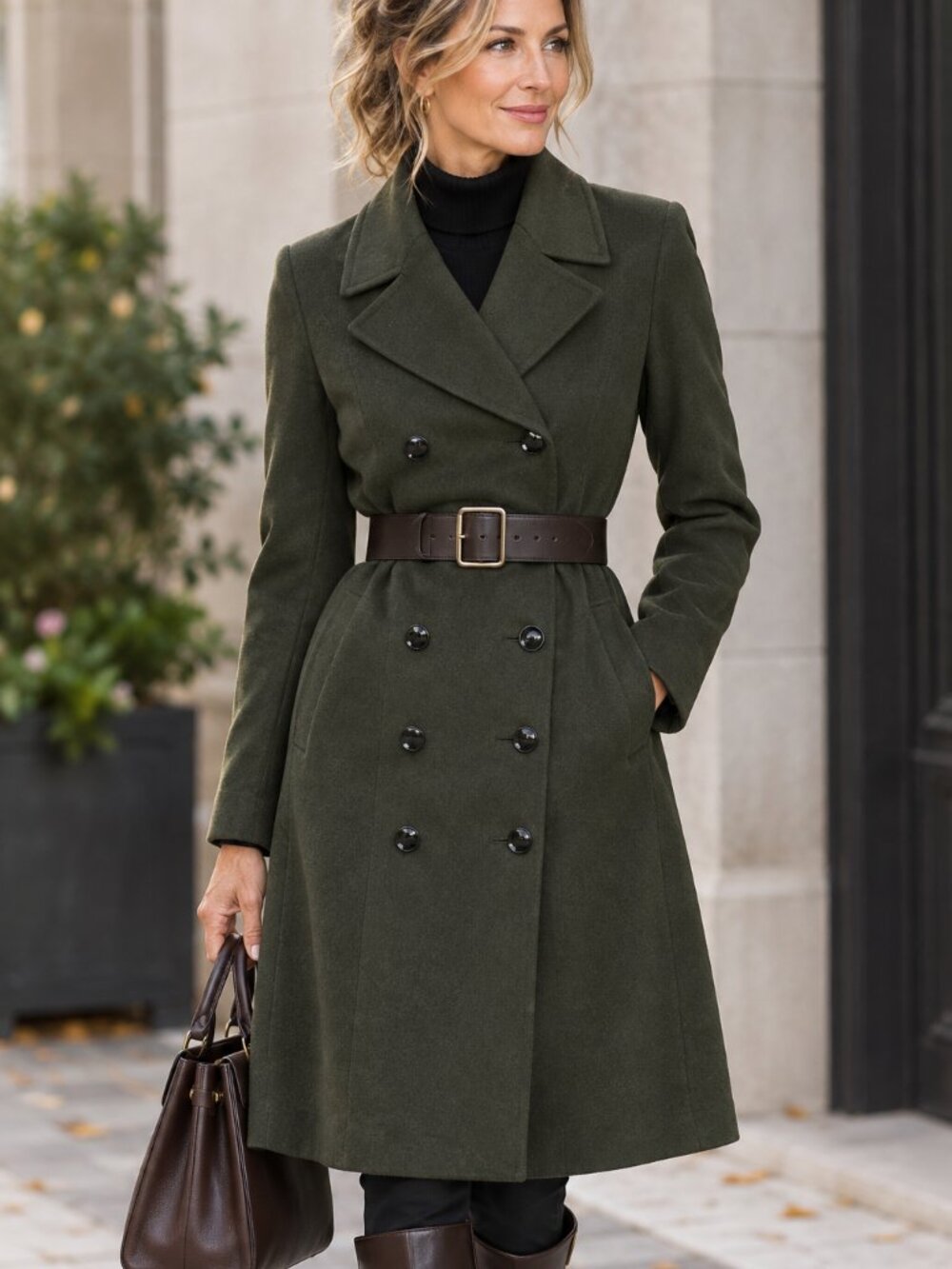 Wool Double Breasted Military Trench Coat - Vintage